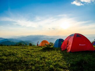 tents camping at cherokee lake with view of mountains